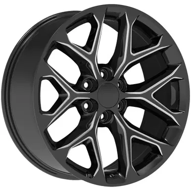 Brand New Replica PR176 Snowflake 20x9 6x5.5" +24mm Black/Milled Wheel Rim 20" Inch 176M-295824