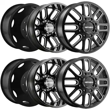 Bulk Order (Set of 6) 20" Inch Mayhem 8107D Cogent Dually 8x200 Black/Milled Wheels Rims 8107D-2877BM-6