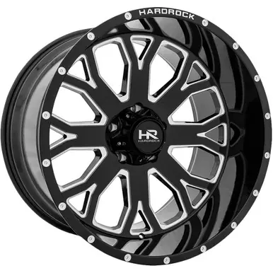 Direct From Manufacturer HardRock H504 Slammer XPosed 20x10 8x6.5" -19mm Black/Milled Wheel Rim 20" Inch H504-201081119BM