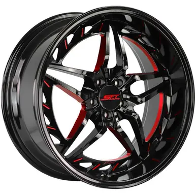 Holiday Sale Shift HF37 Injector 18x8.5 5x112 +30mm Black/Red Wheel Rim 18" Inch HF3788551230GBMLR