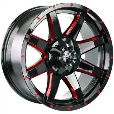 One Day Deal Off-Road Monster M08 20x9 6x135/6x5.5" +0mm Black/Red Wheel Rim 20" Inch M08060702GBMLR