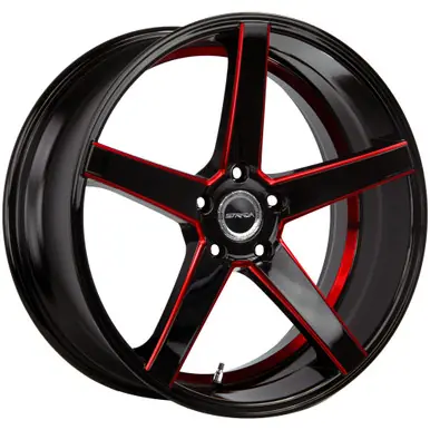 Strada S35 Perfetto 18x8 5x120 +40mm Black/Red Wheel Rim 18" Inch S35852040GBMLRS Worldwide Shipping
