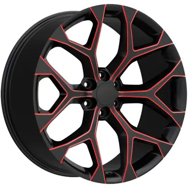 Performance Replicas PR177 Snowflake 20x9 6x5.5 +24 Black/Red Wheel Rim 20 Inch 177MR-295824 Genuine