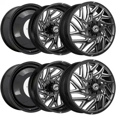 Set of 6-26" Inch XF Off-Road XF-229 Dually 8x210 Black/Milled Wheels Rims 229268262GBM40-6 Affordable