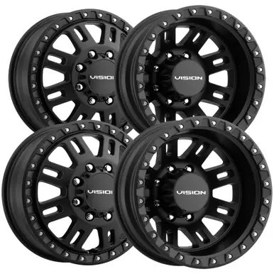 (Set of 4) 16" Inch Vision 408 Manx 2 Dually 8x6.5" Satin Black Wheels Rims 408A6681SB-4 Hassle-Free Returns