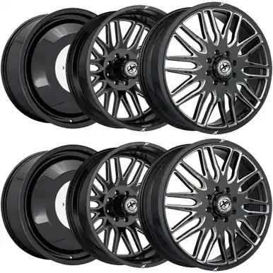 Get Yours Set of 6-20" Inch XF Off-Road XF-240 Dually 8x200 Black/Milled Wheels Rims 240208261GBM30-6