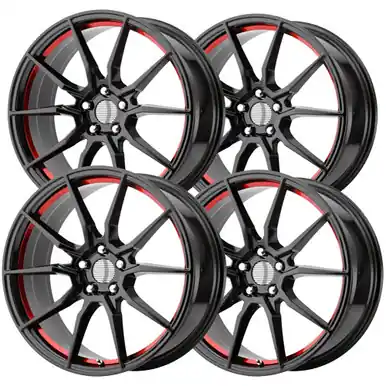 (Set of 4) Staggered-Replica 193RS Shelby GT350 20" 5x4.5 Black/Red Wheels Rims 193RS-296530-193RS-216540 Mega Sale