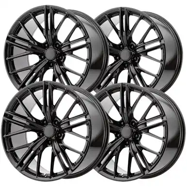 Limited Offer (Set of 4) Staggered-Replica 194GB Camaro ZL1 20" 5x120 Gloss Black Wheels Rims 194GB-291230-194GB-211235
