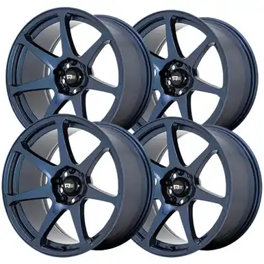 (Set of 4) Staggered-Motegi MR154 Battle 18" 5x4.5" 30mm Blue Wheels Rims MR154880129A30-MR154895129A38 Reduced Price