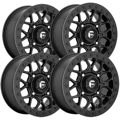 Bulk Order (Set of 4) Staggered-Fuel UTV D916 Tech Beadlock 15" 4x136 Black Wheels Rims D9161570A654-D9161500A654
