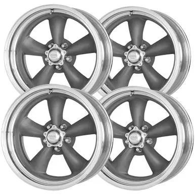 Crafted (Set of 4) Staggered-American Racing VN215 Torq Thrust II 17" 5x5" Gunmetal Rims VN2157773US-VN2157874US