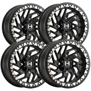 Bargain (Set of 4) Staggered-Hostile H316 Jigsaw Beadlock 15" 4x137 Black Wheels Rims H316-1570413744A-H316-1510413754A