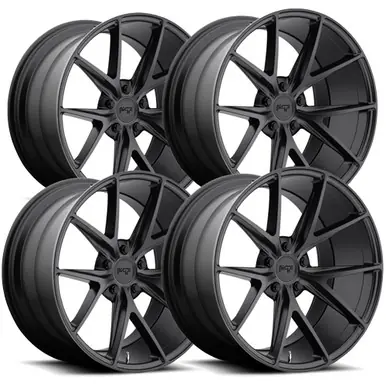 (Set of 4) Staggered-Niche M117 Misano 20" 5x112 26mm Satin Black Wheels Rims M1172090F8+26-M1172005F8+27 Instant Buy