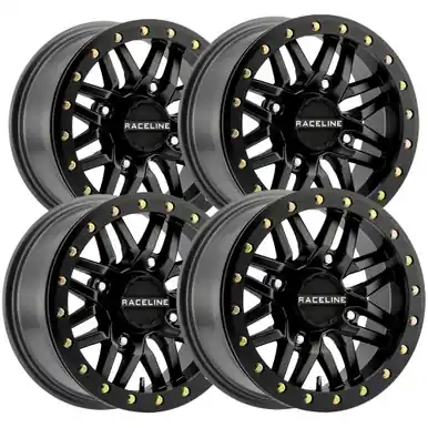 (Set of 4) Staggered-Raceline UTV A91B Ryno 15" 4x137 Matte Black Wheels Rims A91B-57037-52-A91B-51037-55 Hot Deal