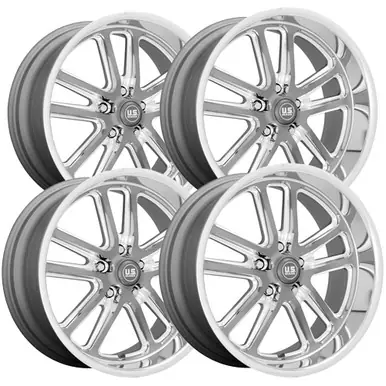 (Set of 4) Staggered-US Mags U130 Bullet 22x9,22x11 5x5" Gunmetal Wheels Rims U13022907350-U13022117367 Luxury