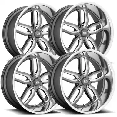 While Supplies Last (Set of 4) Staggered-US Mags U129 C-Ten 20" 5x4.75" 7mm Gunmetal Wheels Rims U12920856150-U12920006155