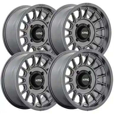 (Set of 4) Staggered-KMC UTV KS138 Impact 15" 4x137 10mm Gunmetal Wheels Rims KS138AX15704810-KS138AX15104800 Next Day Delivery
