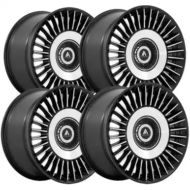 Popular (Set of 4) Staggered-Asanti ABL-40 Tiara 22" 5x108/5x4.5" Black/Machined Rims AB040MD22900138-AB040MD22050145