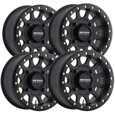 Clearance (Set of 4) Staggered-Method UTV MR401 Beadlock 15" 4x156 Matte Black Wheels Rims MR40157046543B-MR40151046564B