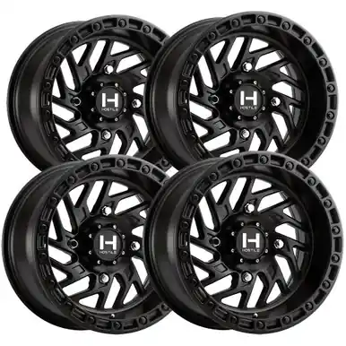 Direct From Manufacturer (Set of 4) Staggered-Hostile UTV H116 Jigsaw 15" 4x137 Satin Black Wheels Rims H116-1570413744A-H116-1510413754A