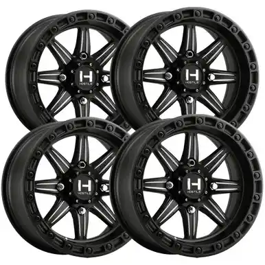 Time-Limited (Set of 4) Staggered-Hostile UTV H109 Alpha 15" 4x137 Black/Milled Wheels Rims H109-1570413744M-H109-1510413754M
