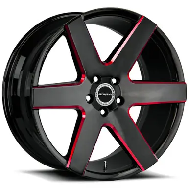 Low Price Strada S60 Coda 20x8.5 5x115 +15mm Black/Red Wheel Rim 20" Inch S60051515GBMLR