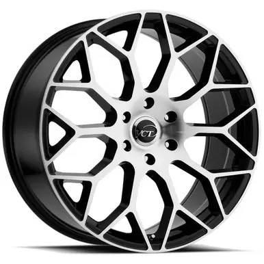 VCT V82 22x9.5 5x115 +15mm Black/Machined Wheel Rim 22" Inch V82-2295515+15BM Hassle-Free Returns