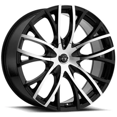 Limited Offer VCT V76 22x9 5x115/5x120 +15mm Black/Machined Wheel Rim 22" Inch V76-229105115120+15BM