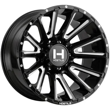 Hostile H123 Typhoon 22x10 8x180 -25mm Black/Milled Wheel Rim 22" Inch H123-2210818045B Fresh Stock
