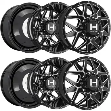 Price Drop Set of 6-20" Inch Hostile H402 Diablo Dually 8x6.5" Black/Milled Wheels Rims H402-20828165BH410-6
