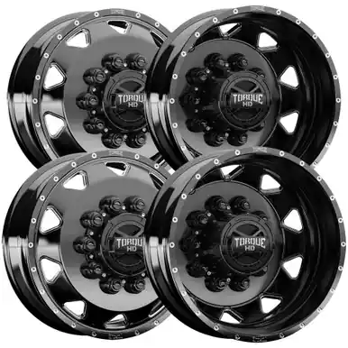 Must Have Set of 4-24.5 Inch Torque TW643 Haulin Dually 10x11.25" Black/Milled Wheels Rims TW643F-45822813-4