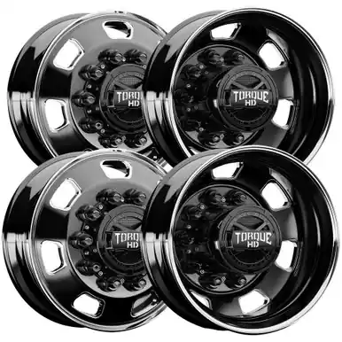 Brand New Set of 4-22.5" Inch Torque TW642 Luxe Dually 10x11.25" Black/Milled Wheels Rims TW642F-25902813-4