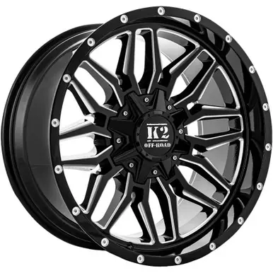 K2 Off-Road K16 Rage 20x9 6x135/6x5.5" +0mm Black/Milled Wheel Rim 20" Inch K16209655135+00GBML Reduced Price