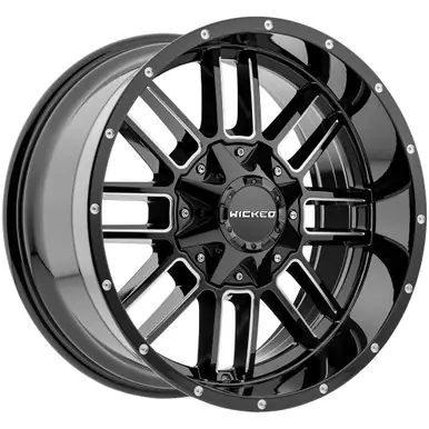 Wicked Off-Road W826 20x10 8x6.5"/8x180 -18mm Black/Milled Wheel Rim 20" Inch W826200080-18GBMW In Demand