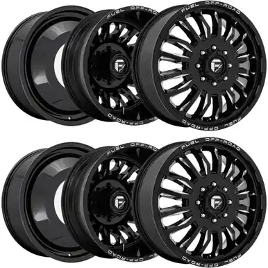 Set of 6-22" Inch Fuel D868 Arc Dually 8x210 Black/Milled Wheels Rims D86822829325-6 Popular