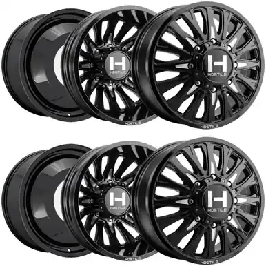 Set of 6-20" Inch Hostile H404 Ghost Dually 8x210 Black/Milled Wheels Rims H404-20828210GB-3.25 New Release