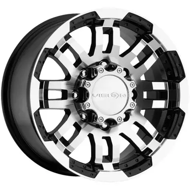 New Arrival Vision 375 Warrior 18x8.5 8x6.5" +18mm Black/Machined Wheel Rim 18" Inch 375-8881GBMF18