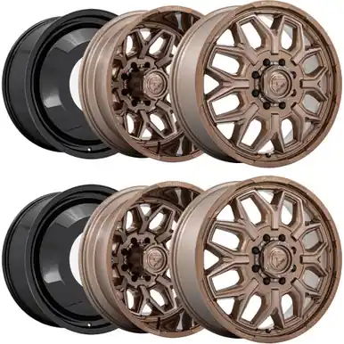 Best Price Set of 6-22" Inch Fuel D876 Flux Dually 8x6.5" Bronze Wheels Rims D87622827245-6