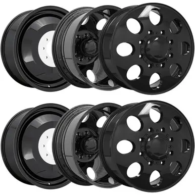Set of 6-20" Inch Ion 167 Dually 8x6.5" Gloss Black Wheels Rims 167-2881GB-6 Worldwide Shipping