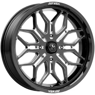 MSA Offroad M47 Sniper 20x7 4x110 +10mm Black/Milled Wheel Rim 20" Inch MA047BE20704010 Cheap