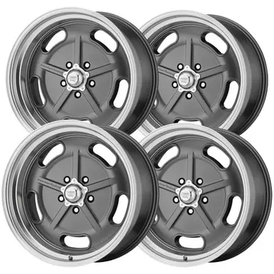 (Set of 4) Staggered-American Racing Salt Flat 22" 5x5" Gray Wheels Rims VN51122850400-VN51122550400 Modern