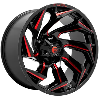 Best Price Fuel D755 Reaction 20x9 8x6.5" +1mm Black/Red Wheel Rim 20" Inch D75520908250