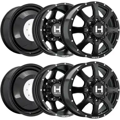 Set of 6-20" Inch Hostile H403 Kodiak Dually-Set 8x200 Satin Black Wheels Rims H403-2082-8200D-4-SB Free Returns