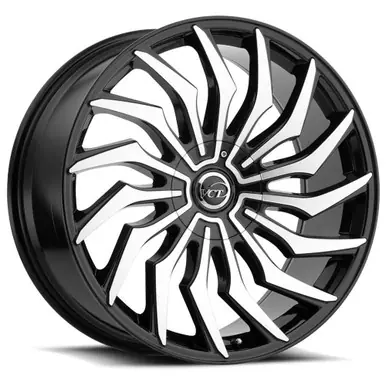 VCT V85 Chopper 22x9 5x115/5x120 +15mm Black/Machined Wheel Rim 22" Inch V85-22951520+15BM Cheap