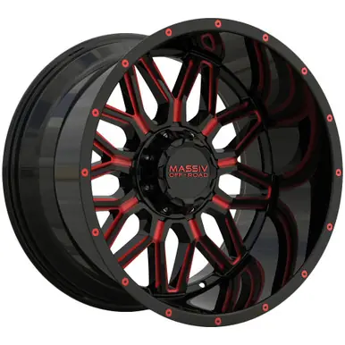 Massiv Off-Road OR1 20x10 6x135/6x5.5" -24mm Black/Red Wheel Rim 20" Inch MAS-OR1-2130-N24BWR Handmade