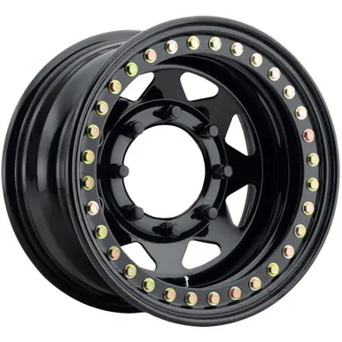 Final Sale Raceline RT80 Rock 8 Spoke Beadlock 15x10 8x6.5" -25mm Black Wheel Rim 15" Inch RT8050080