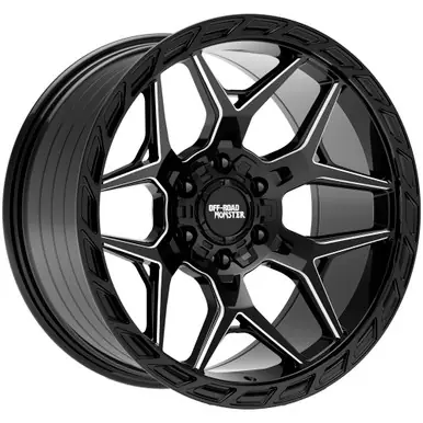 Off Road Monster MF40 20x10 6x135/6x5.5" -19mm Black/Milled Wheel Rim 20" Inch MF40010607N19GBML Worldwide Shipping