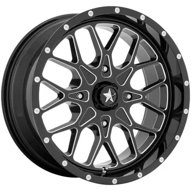 Seasonal Sale MSA M45 Portal 18x7 4x110 +0mm Black/Machined Wheel Rim 18" Inch M45-018710