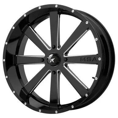 Flash Sale MSA M34 Flash 22x7 4x156 +0mm Black/Milled Wheel Rim 22" Inch M34-022756M