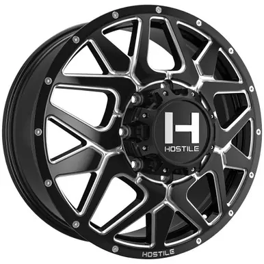 Cheap Hostile H402 Diablo Dually Front 20x8.25 8x210 Black/Milled Wheel Rim 20" Inch H402-20828210+123B